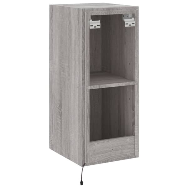 vidaXL Vegghengt TV-benk med LED-lys grå sonoma 30,5x35x70 cm