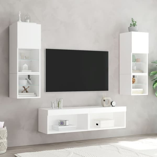 vidaXL TV-benk med LED-lys hvit 60x30x30 cm