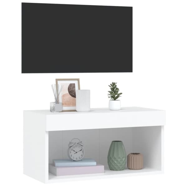 vidaXL TV-benk med LED-lys hvit 60x30x30 cm
