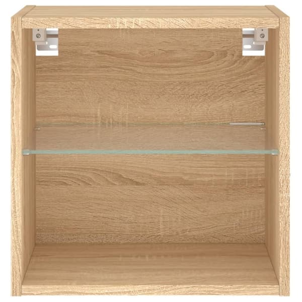 vidaXL Yöpöytä LED-valoilla seinäkiinnitettävä Sonoma-tammi