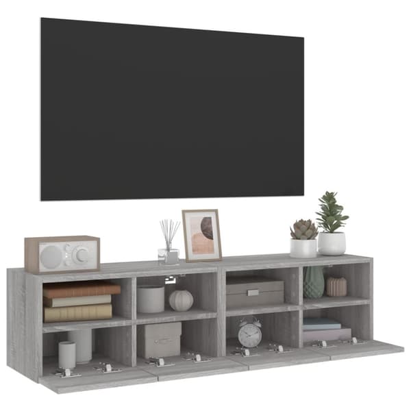 vidaXL Vegghengte TV-benker 2 stk grå sonoma 60x30x30cm konstruert tre