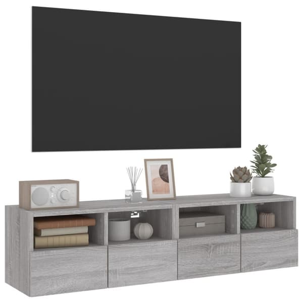 vidaXL Vegghengte TV-benker 2 stk grå sonoma 60x30x30cm konstruert tre