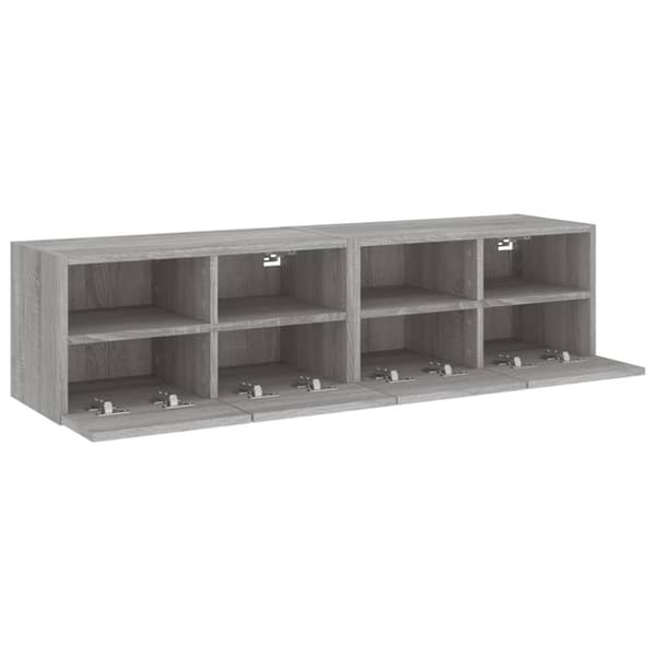 vidaXL Vegghengte TV-benker 2 stk grå sonoma 60x30x30cm konstruert tre