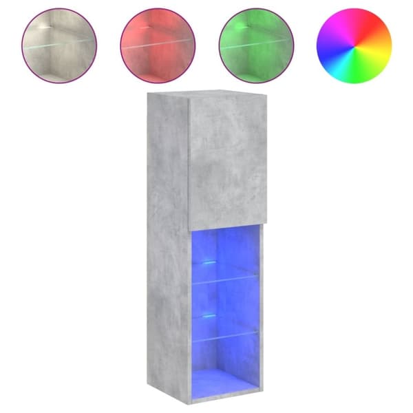 vidaXL TV-taso LED-valoilla betoninharmaa 30,5x30x102 cm