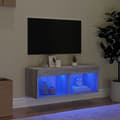 Miniatyrbilde 3 av 11: vidaXL TV-benk med LED-lys grå sonoma 80x30x30 cm