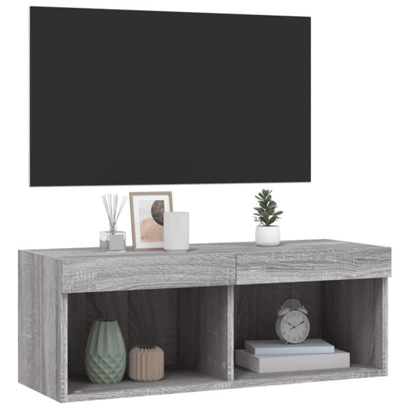 vidaXL TV-benk med LED-lys grå sonoma 80x30x30 cm