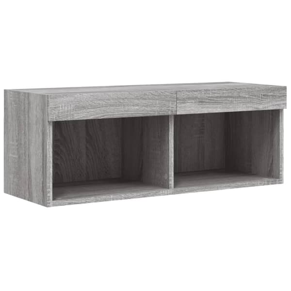 vidaXL TV-benk med LED-lys grå sonoma 80x30x30 cm