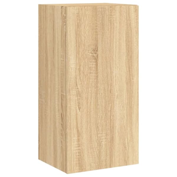 vidaXL væghængt tv-bord med LED-lys 40,5x35x80 cm sonoma-eg