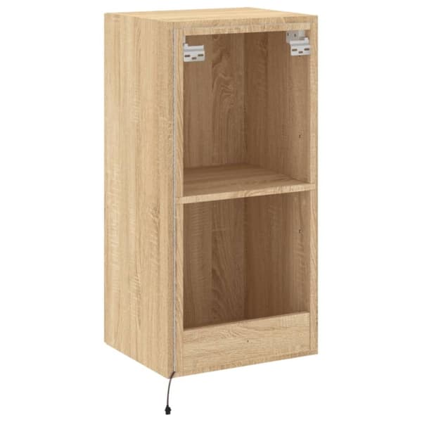 vidaXL væghængt tv-bord med LED-lys 40,5x35x80 cm sonoma-eg