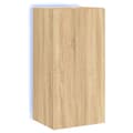 Miniatyrbillede 2 af 11: vidaXL væghængt tv-bord med LED-lys 40,5x35x80 cm sonoma-eg