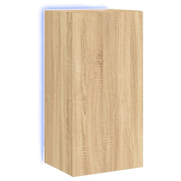 vidaXL væghængt tv-bord med LED-lys 40,5x35x80 cm sonoma-eg