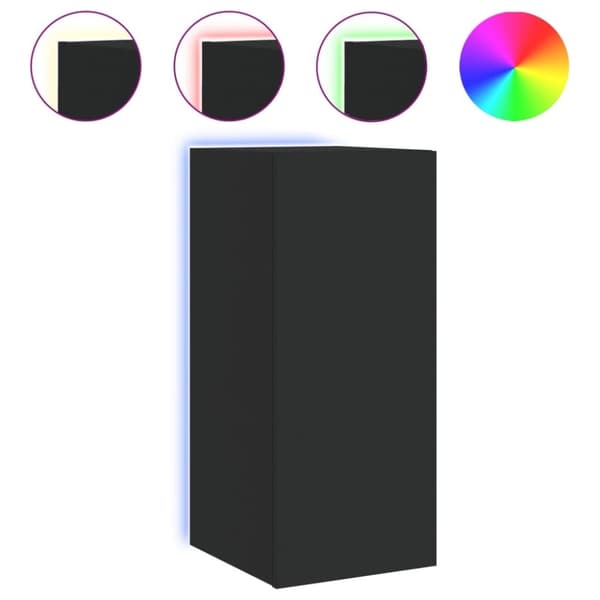 vidaXL Vegghengt TV-benk med LED svart 30,5x35x70 cm