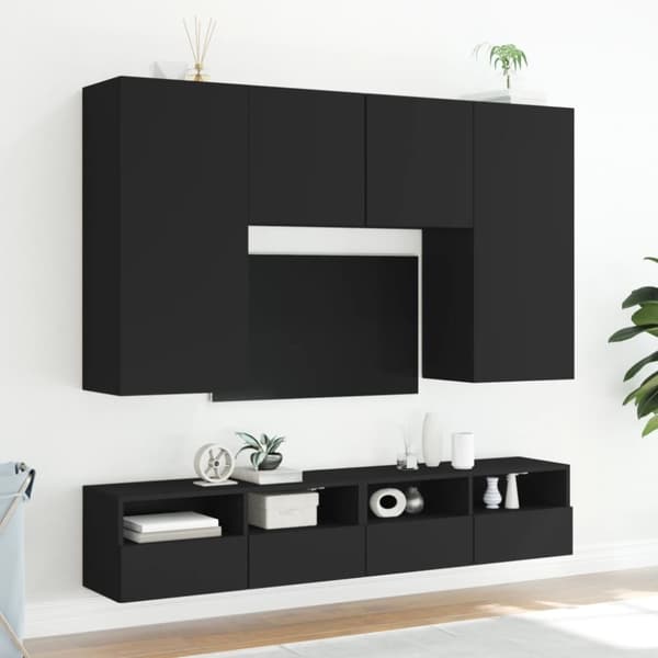 vidaXL Vegghengt TV-benk svart 100x30x30 cm konstruert tre