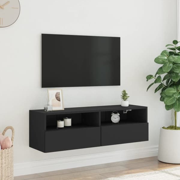 vidaXL Vegghengt TV-benk svart 100x30x30 cm konstruert tre