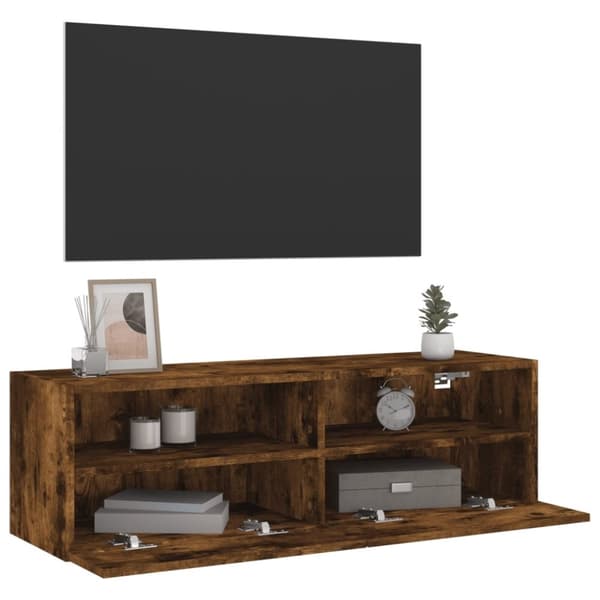 vidaXL Vegghengt TV-benk røkt eik 100x30x30 cm konstruert tre