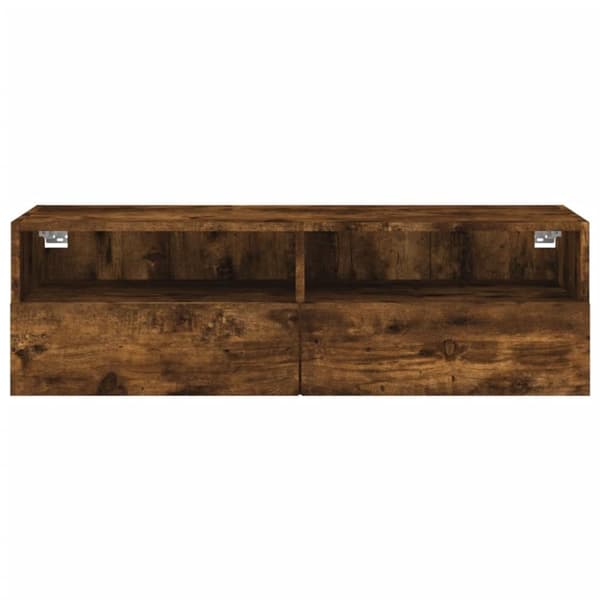 vidaXL Vegghengt TV-benk røkt eik 100x30x30 cm konstruert tre