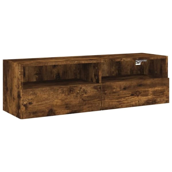 vidaXL Vegghengt TV-benk røkt eik 100x30x30 cm konstruert tre
