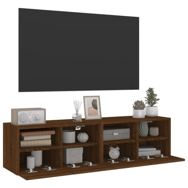 vidaXL TV-seinäkaapit 2 kpl ruskea tammi 60x30x30 cm tekninen puu