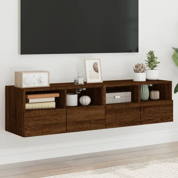vidaXL TV-seinäkaapit 2 kpl ruskea tammi 60x30x30 cm tekninen puu