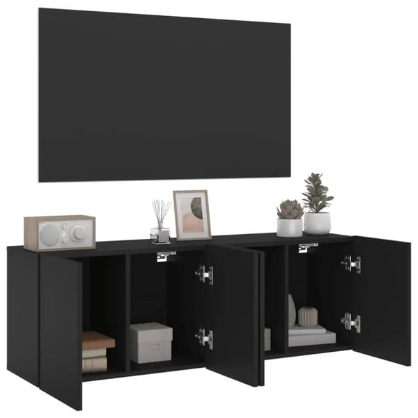 vidaXL Veggmonterte TV-benker 2 stk svart 60x30x41 cm