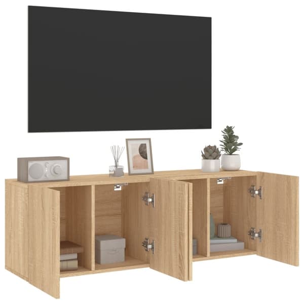 vidaXL Veggmonterte TV-benker 2 stk sonoma eik 60x30x41 cm