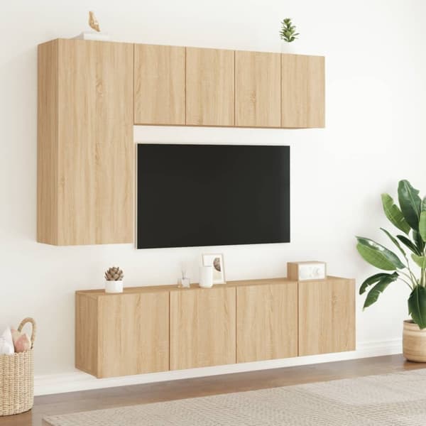 vidaXL Veggmonterte TV-benker 2 stk sonoma eik 60x30x41 cm