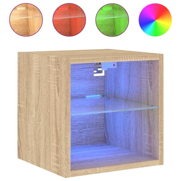 vidaXL TV-seinäkaapit LED-valoilla 2 kpl Sonoma-tammi 30x28,5x30 cm