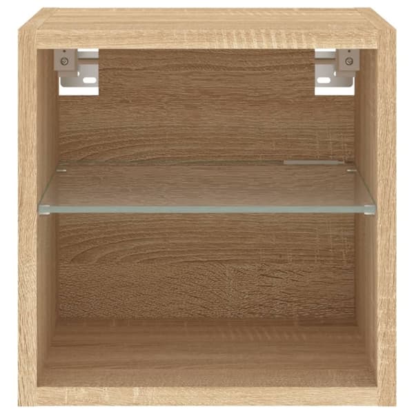 vidaXL TV-seinäkaapit LED-valoilla 2 kpl Sonoma-tammi 30x28,5x30 cm