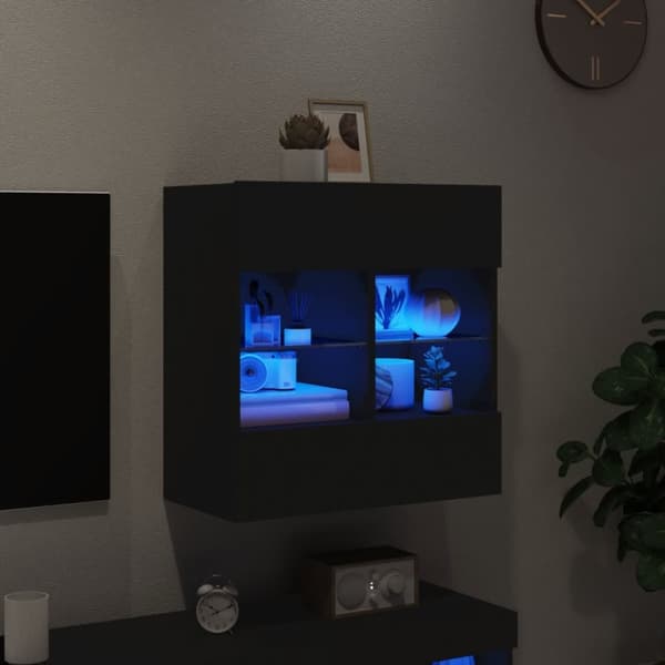 vidaXL Vegghengt TV-benk med LED svart 58,5x30x60,5 cm