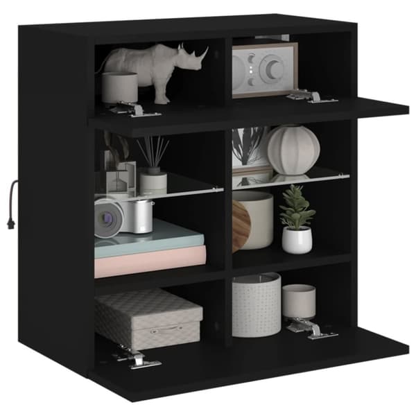 vidaXL Vegghengt TV-benk med LED svart 58,5x30x60,5 cm