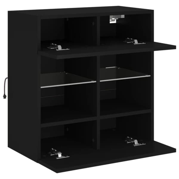 vidaXL Vegghengt TV-benk med LED svart 58,5x30x60,5 cm
