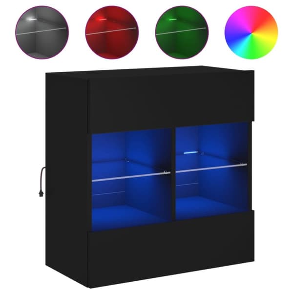 vidaXL Vegghengt TV-benk med LED svart 58,5x30x60,5 cm