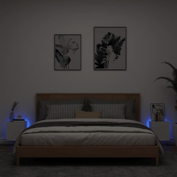 vidaXL TV-seinäkaapit LED-valoilla 2 kpl valkoinen 30,5x35x30 cm