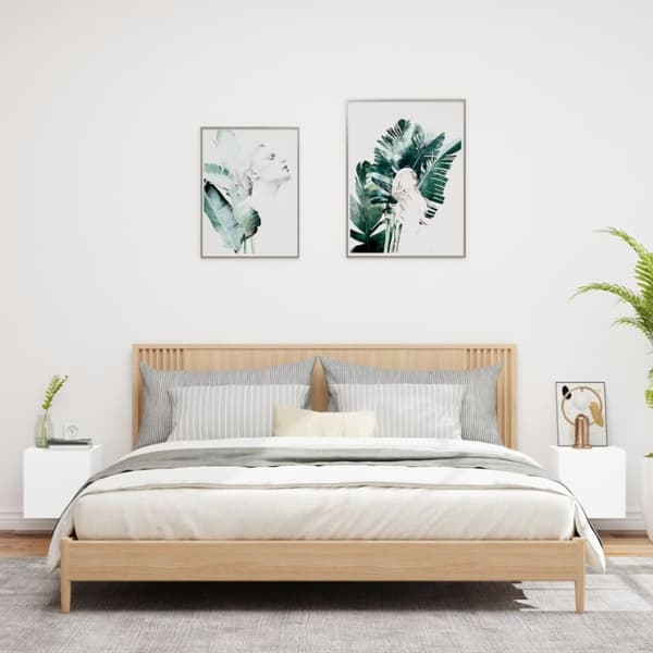 vidaXL TV-seinäkaapit LED-valoilla 2 kpl valkoinen 30,5x35x30 cm