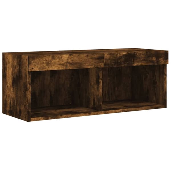 vidaXL TV-benk med LED-lys røkt eik 80x30x30 cm