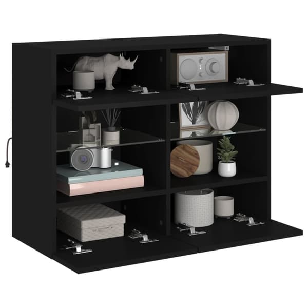 vidaXL Vegghengt TV-benk med LED svart 78,5x30x60,5 cm