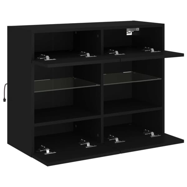 vidaXL Vegghengt TV-benk med LED svart 78,5x30x60,5 cm