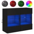 Miniatyrbilde 2 av 11: vidaXL Vegghengt TV-benk med LED svart 78,5x30x60,5 cm