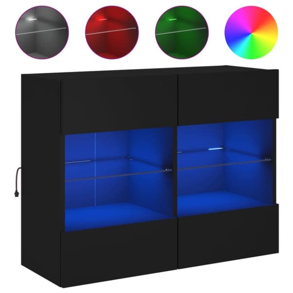 vidaXL Vegghengt TV-benk med LED svart 78,5x30x60,5 cm