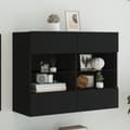 Miniatyrbilde 1 av 11: vidaXL Vegghengt TV-benk med LED svart 78,5x30x60,5 cm