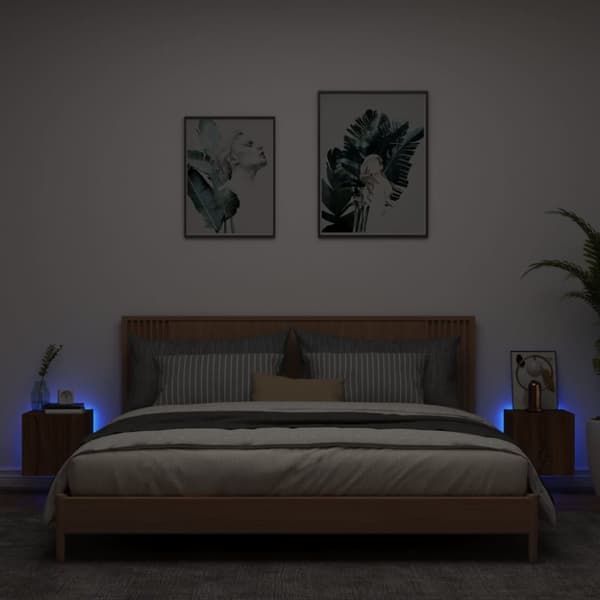vidaXL TV-benker med LED-lys 2 stk brun eik 30,5x35x30 cm