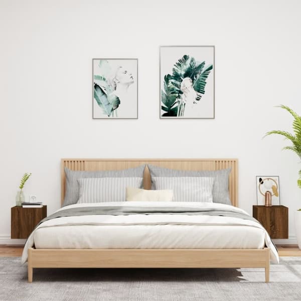 vidaXL TV-benker med LED-lys 2 stk brun eik 30,5x35x30 cm