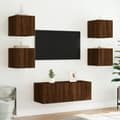 Miniatyrbilde 5 av 11: vidaXL TV-benker med LED-lys 2 stk brun eik 30,5x35x30 cm