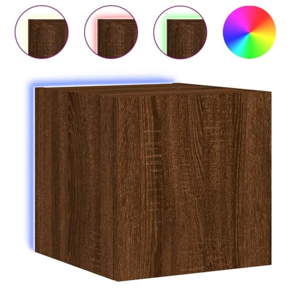 vidaXL TV-benker med LED-lys 2 stk brun eik 30,5x35x30 cm