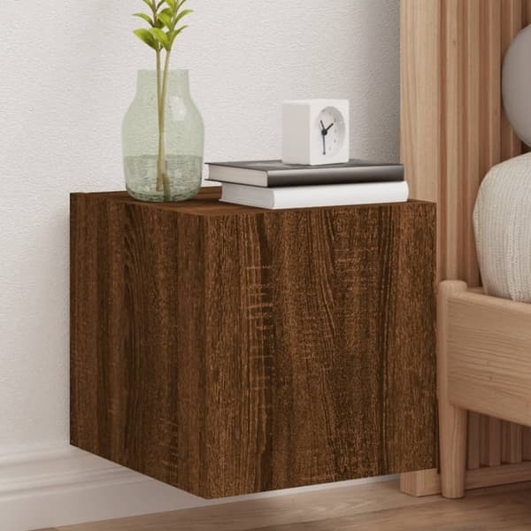 vidaXL TV-benker med LED-lys 2 stk brun eik 30,5x35x30 cm