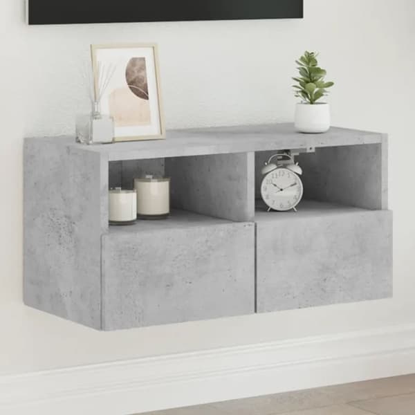 vidaXL TV-seinäkaappi betoninharmaa 60x30x30 cm tekninen puu