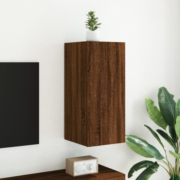 vidaXL Väggmonterad tv-bänk LED brun ek 30,5x35x70 cm