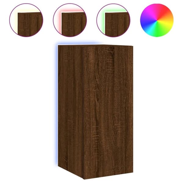 vidaXL Väggmonterad tv-bänk LED brun ek 30,5x35x70 cm