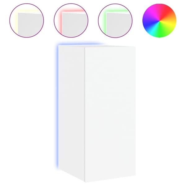 vidaXL væghængte tv-borde 2 stk. med LED-lys 30,5x35x70 cm hvid