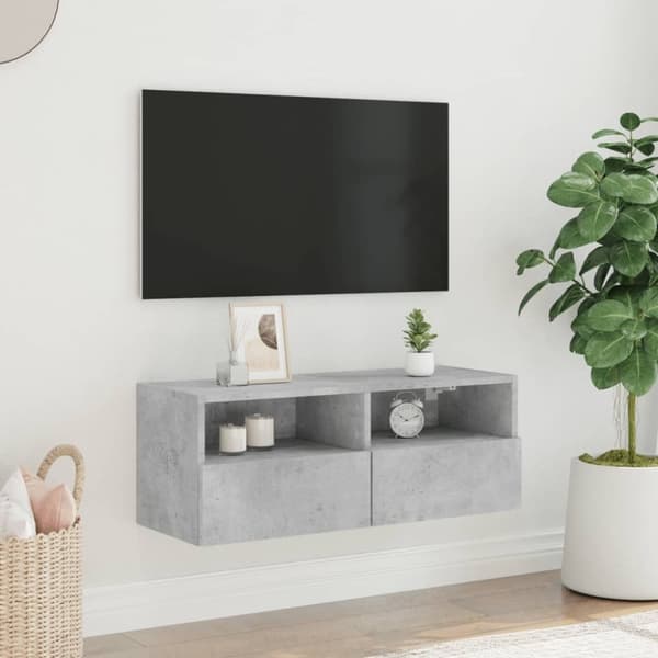 vidaXL Vegghengt TV-benk betonggrå 80x30x30 cm konstruert tre
